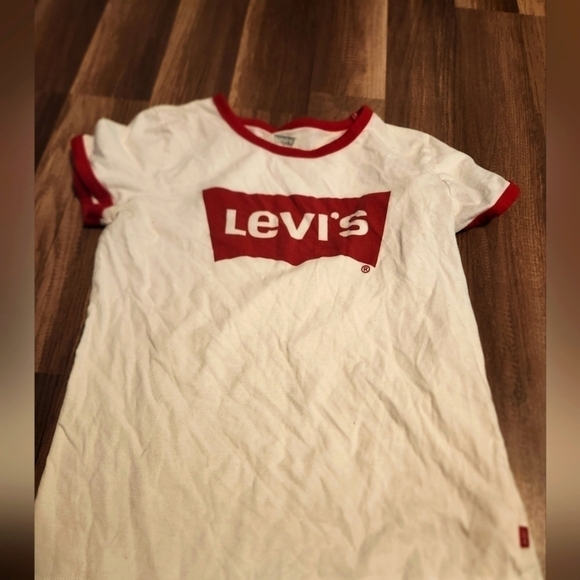 LEVI'S Vintage Red & White Short Sleeve Logo Shirt. Girls Size Large - Picture 1 of 4